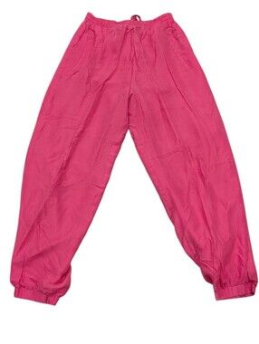 NWT Frenchic Silk Balloon Joggers Fuchsia Pink Elastic Waist Cuffed Pants Large